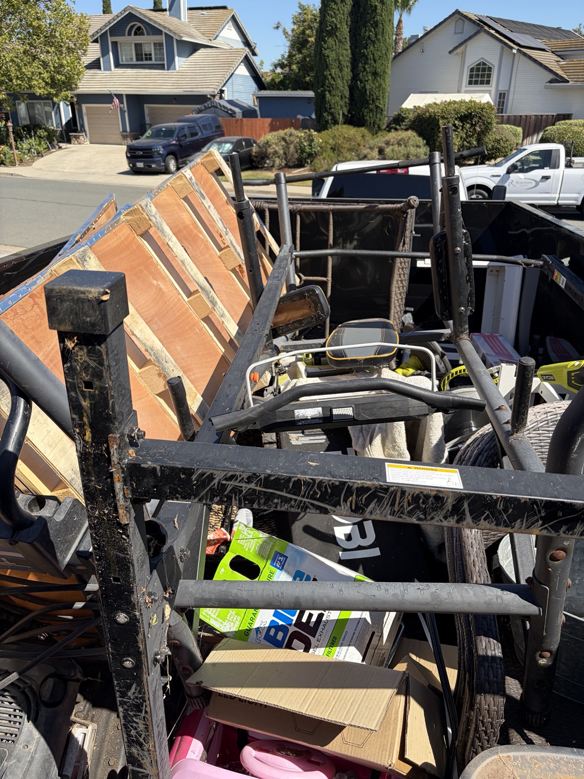 Loaded junk removal trailer
